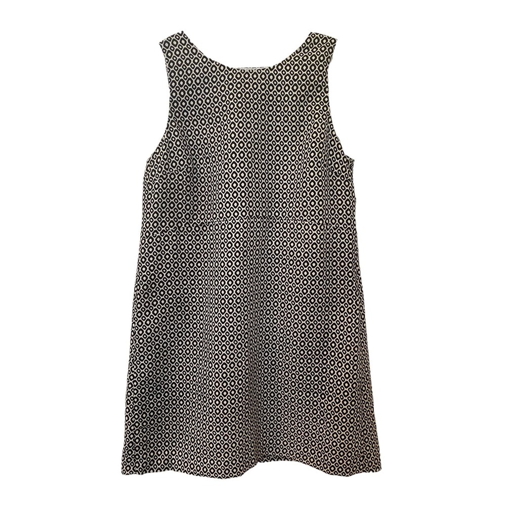 NWT J. Crew Sleeveless Jaquard Print Peekaboo Back Dress, Black & White, Size 12